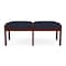 Lesro Lenox Wood 2 Seat Bench Wood Frame, Mahogany, OH Navy Upholstery LW2001 - alternate 1